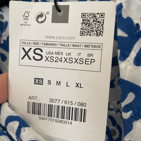 ZARA EYELET PRINTED MIDI DRESS XS - Picture 8 of 8